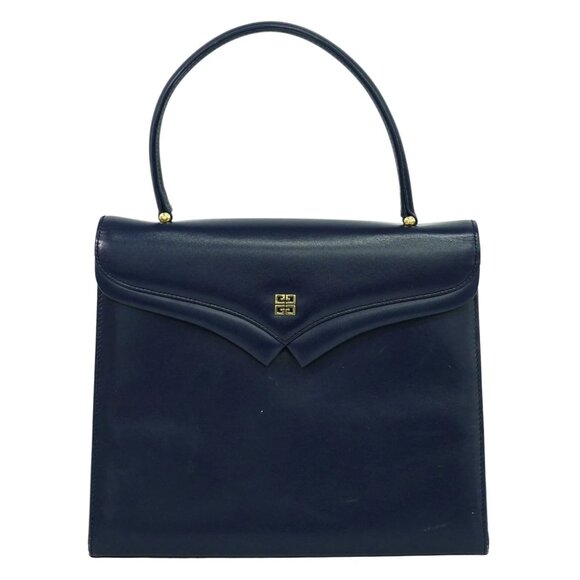 GIVENCHY Leather Top Handle Handbag Navy Gold - Picture 1 of 10